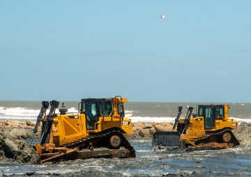 Renourishment Work Continues On Folly Beach