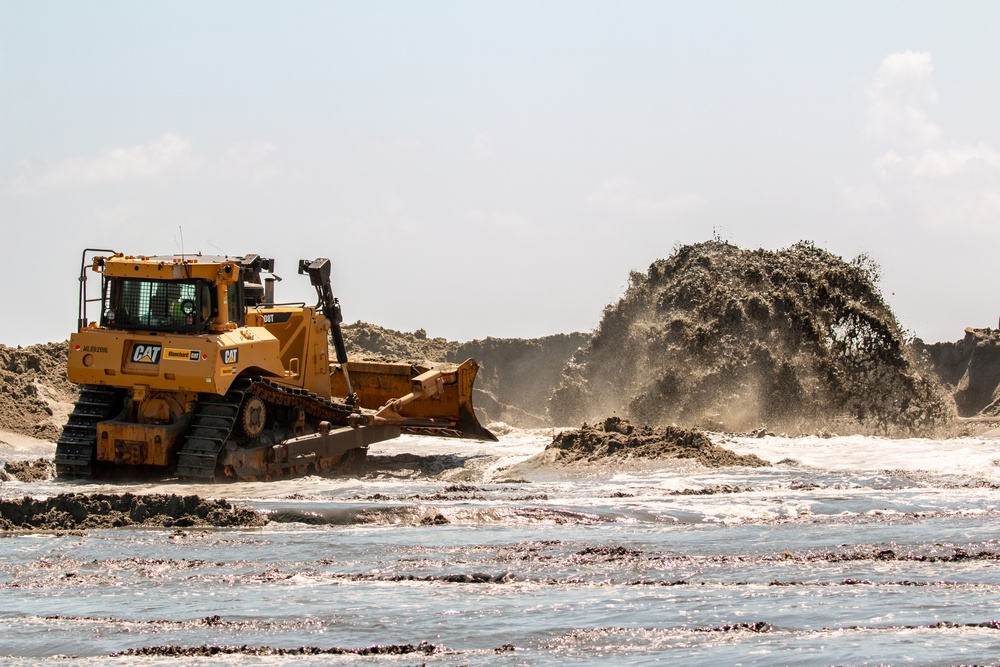 Renourishment Work Continues On Folly Beach