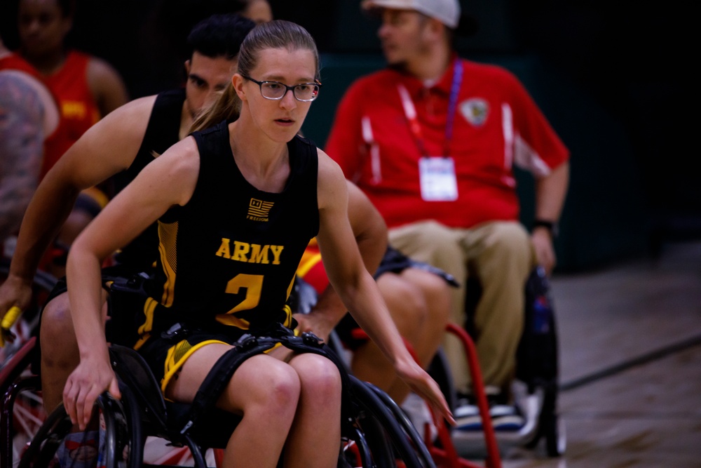Athletes compete in wheelchair basketball at the 2024 DoD Warrior Games