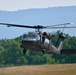 UH-60 Black Hawk Helicopters fly around Fort Indiantown Gap