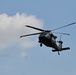 UH-60 Black Hawk Helicopters fly around Fort Indiantown Gap