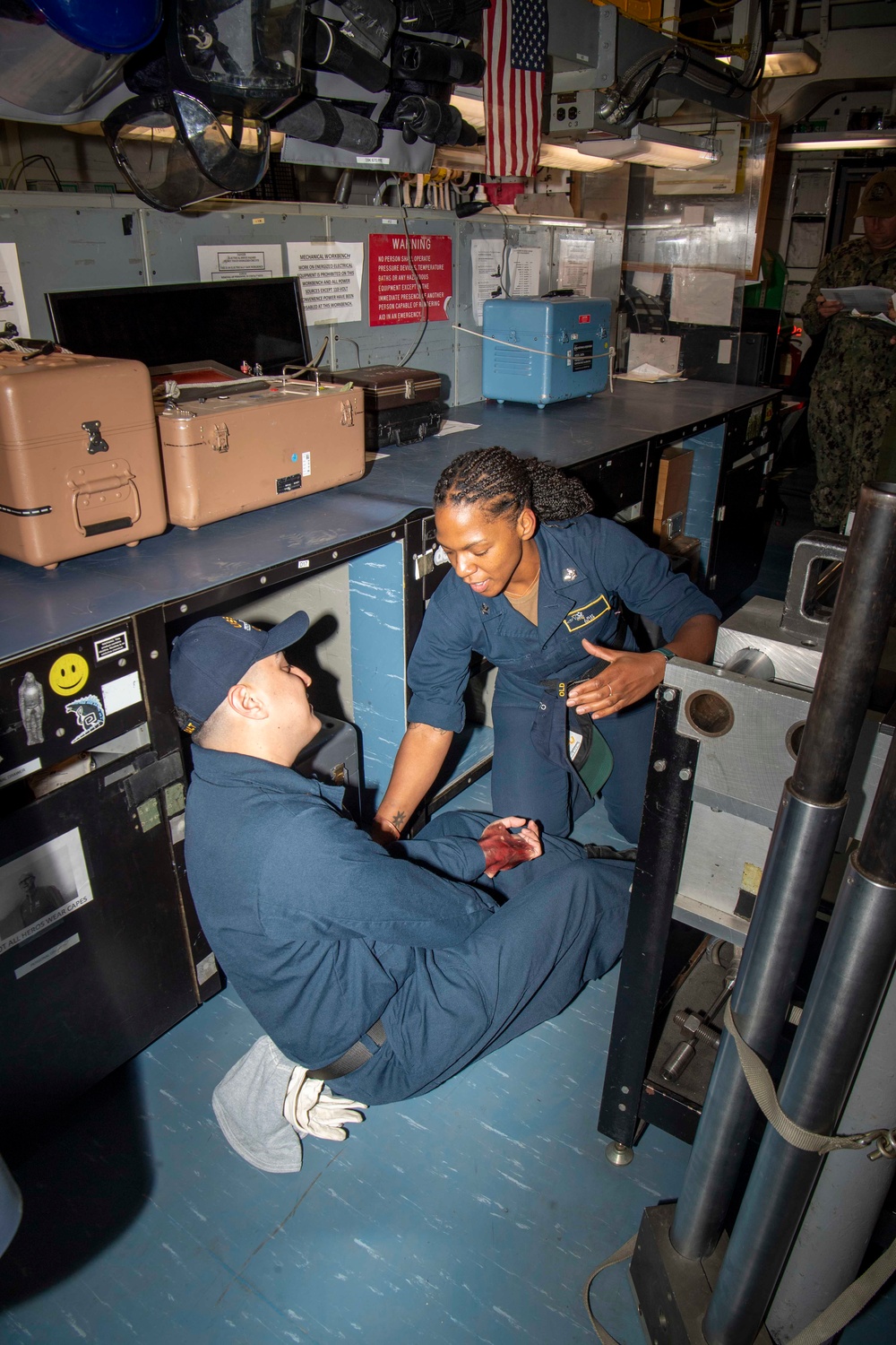 Sailors Practice Casualty Drill