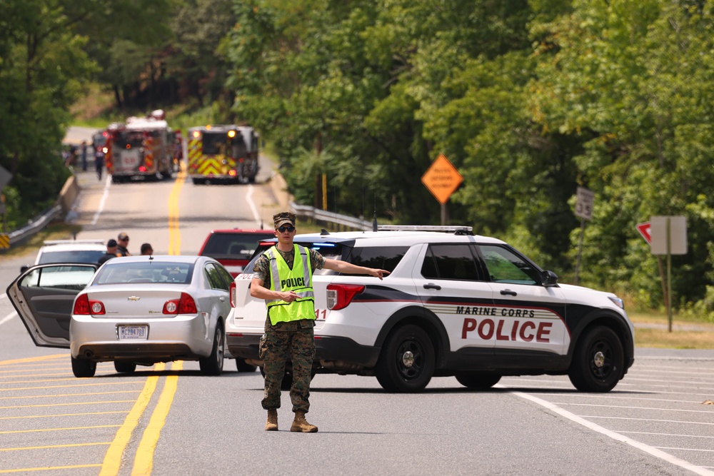 Russell Road brush fire near Quantico