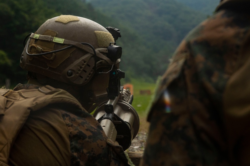 U.S. Marines hold a 40mm grenade launcher range during Korea Viper 24.2