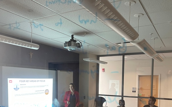 Talent Management Specialist gives briefing on how to work for U.S. Army Corps of Engineers