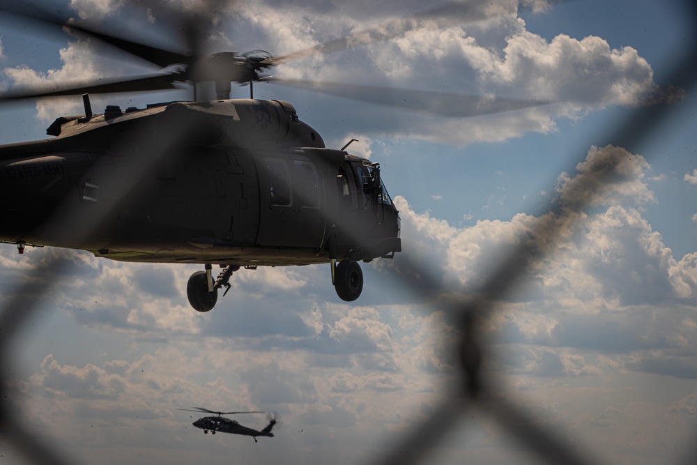 1-131st Aviation Regiment conducts aerial gunnery training at Camp Shelby