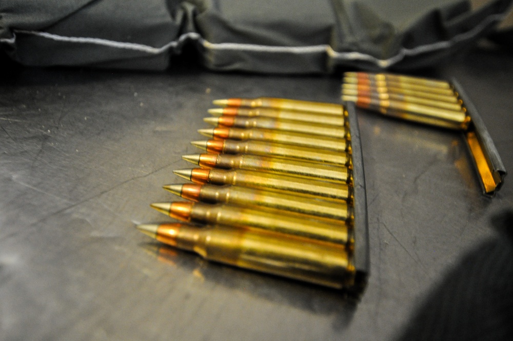 Clips of ammo await shooters at Best Squad range