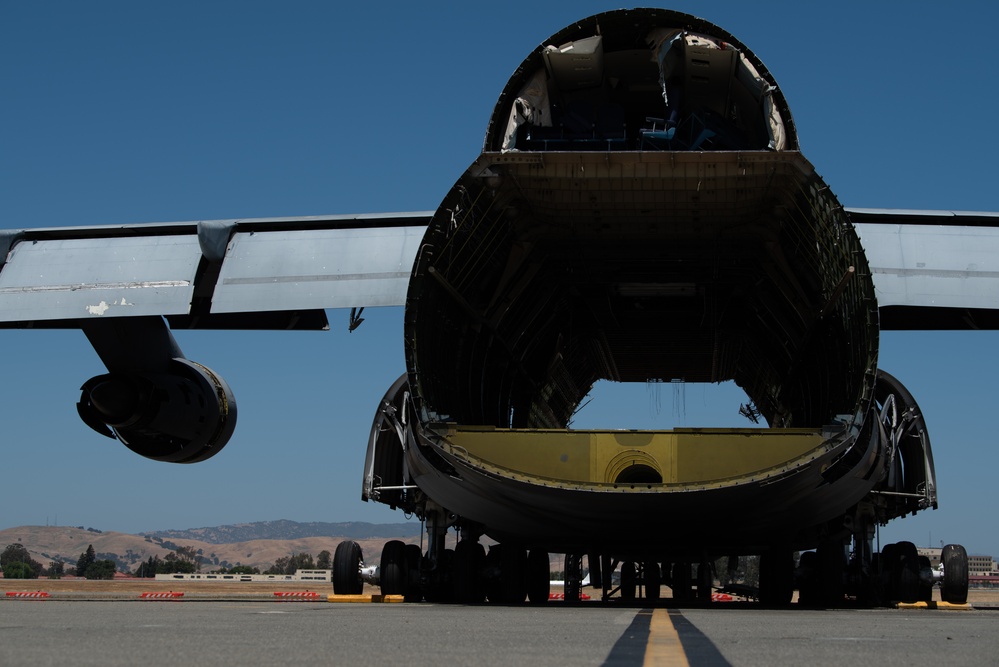 C-5A Galaxy is disassembled and reused for fuselage trainer