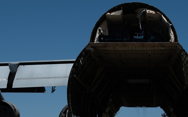 C-5A Galaxy is disassembled and reused for fuselage trainer