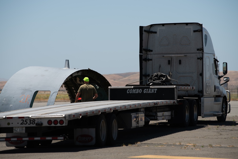 C-5A Galaxy is disassembled and reused for fuselage trainer