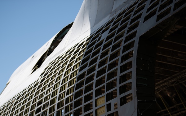 C-5A Galaxy is disassembled and reused for fuselage trainer