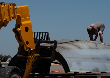 C-5A Galaxy is disassembled and reused for fuselage trainer