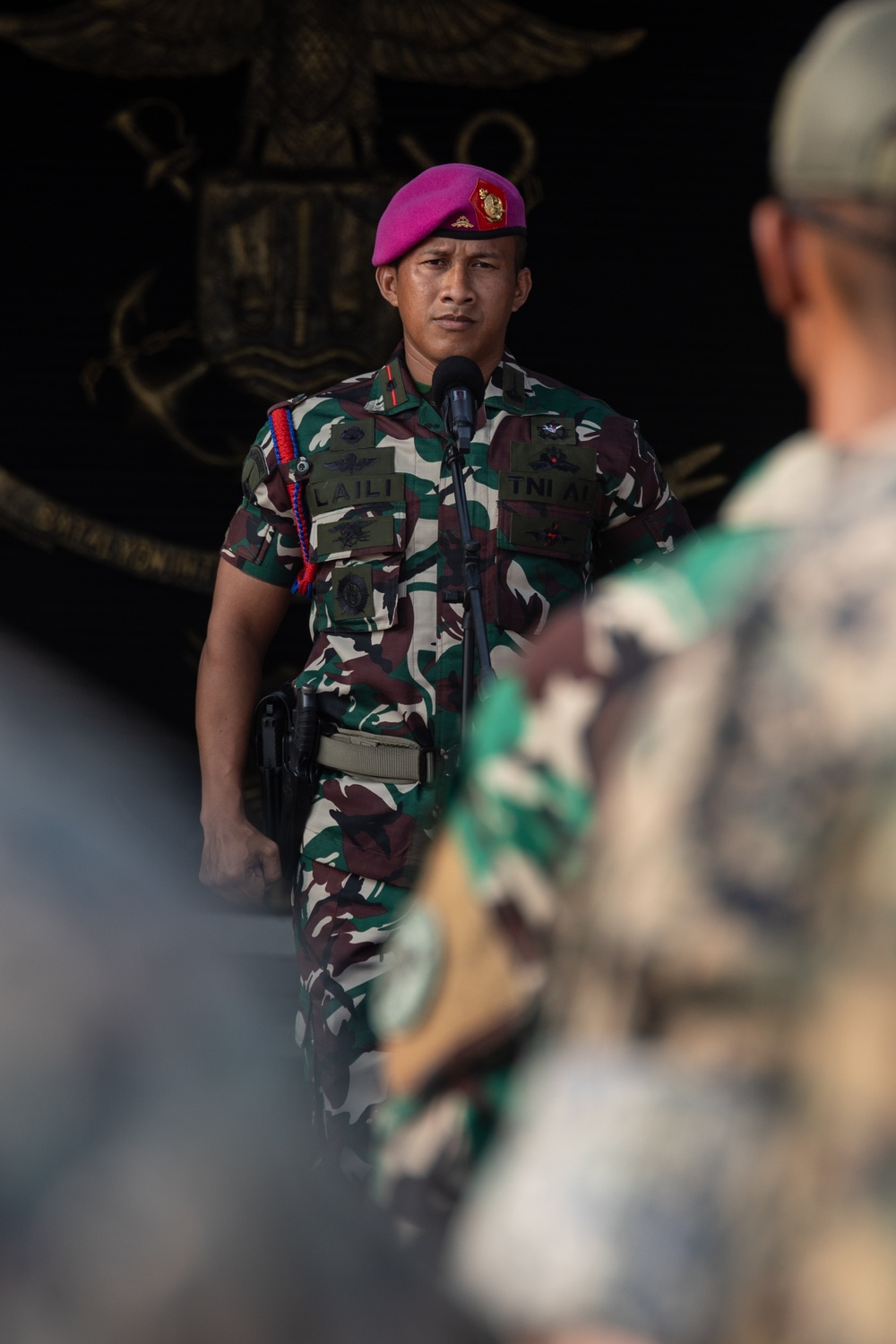 Members of Indonesian Korps Marinir, 1st Recon Bn. Marines hold closing ceremony for reconnaissance exchange