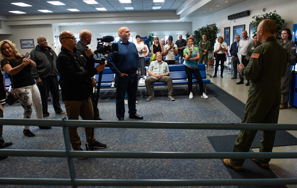 Local Travis civic leaders take part in a C-17 familiarization flight