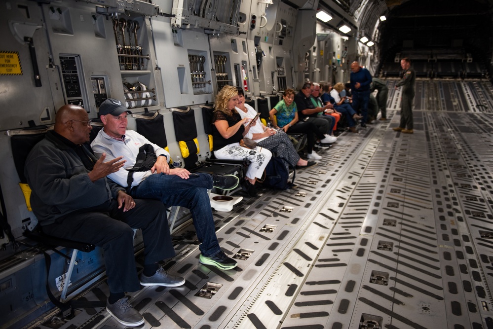 Local Travis civic leaders take part in a C-17 familiarization flight