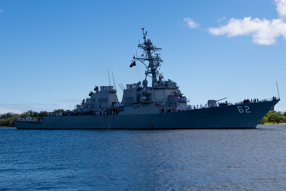 USS Fitzgerald arrives at JBPHH for RIMPAC 2024