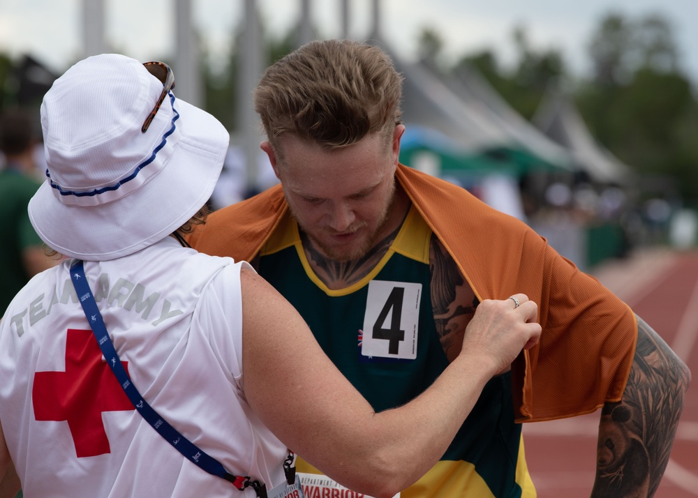 Leading Seaman Harley Dodds of Team Australia Receives Cold Towel During 2024 DoD Warrior Games