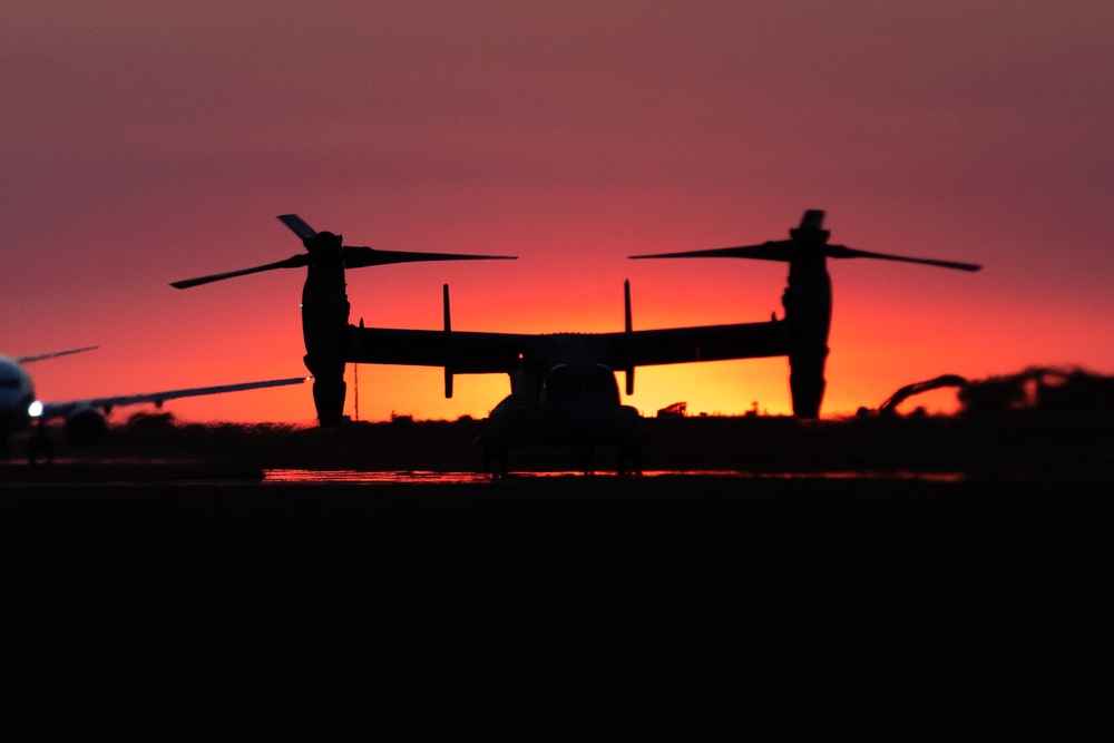 MRF-D 24.3: MV-22B Ospreys fly at night during Exercise Diamond Storm 24