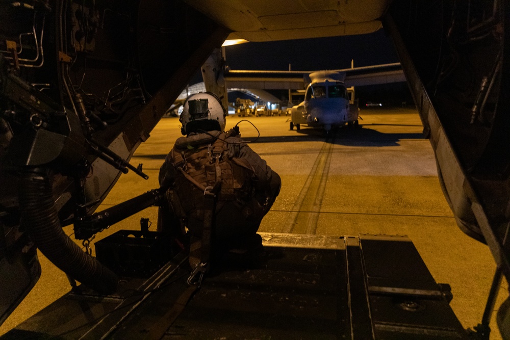 MRF-D 24.3: MV-22B Ospreys fly at night during Exercise Diamond Storm 24