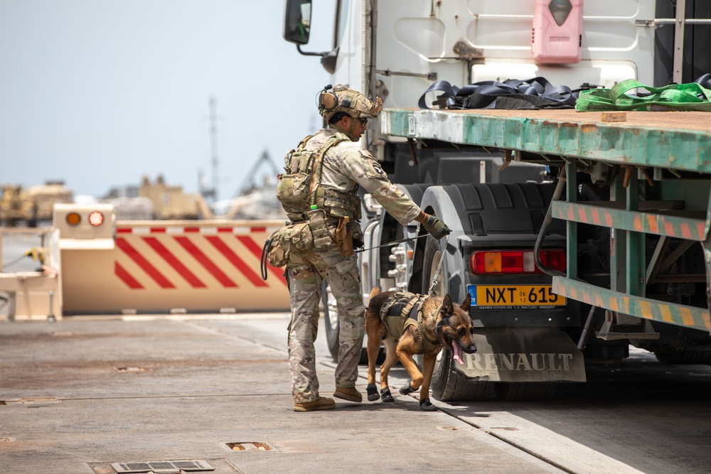 Military Working Dog Handler Provides Security to Trident Pier