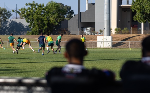 MRF-D 24.3 Marines meet Australia's National men’s rugby team Australia Sevens, practice rugby skills