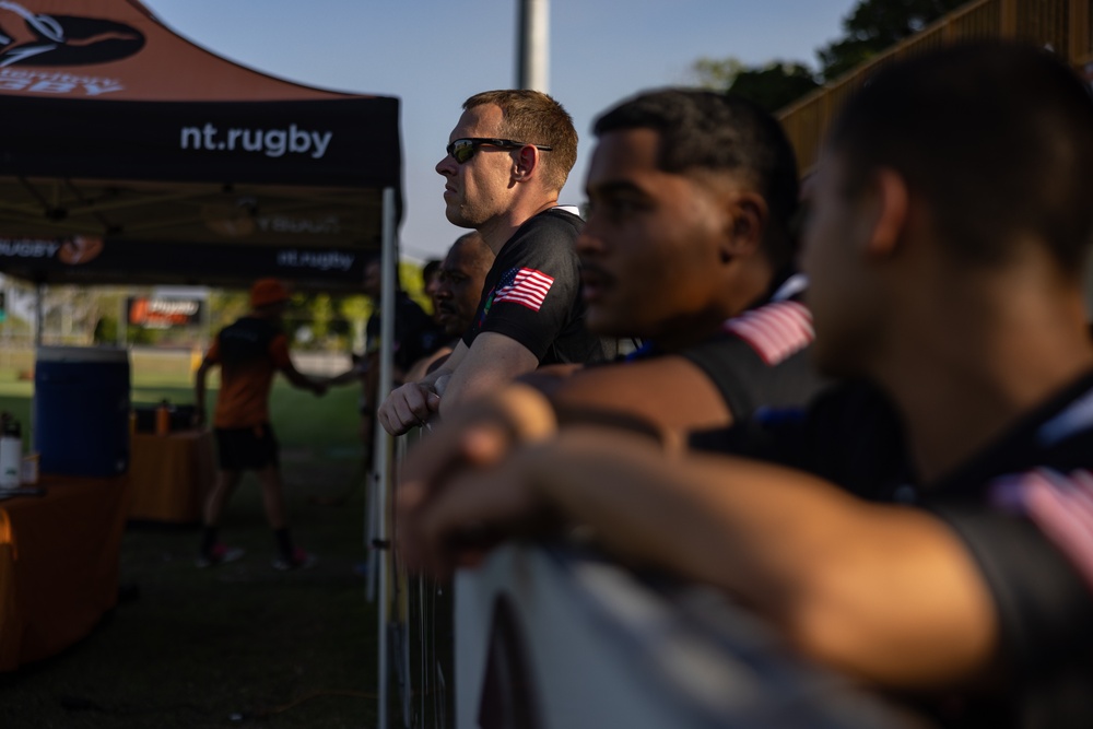 MRF-D 24.3 Marines meet Australia's National men’s rugby team Australia Sevens, practice rugby skills