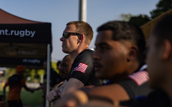MRF-D 24.3 Marines meet Australia's National men’s rugby team Australia Sevens, practice rugby skills