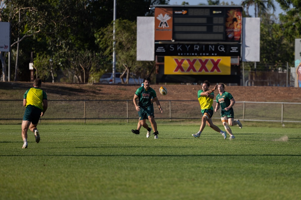 MRF-D 24.3 Marines meet Australia's National men’s rugby team Australia Sevens, practice rugby skills