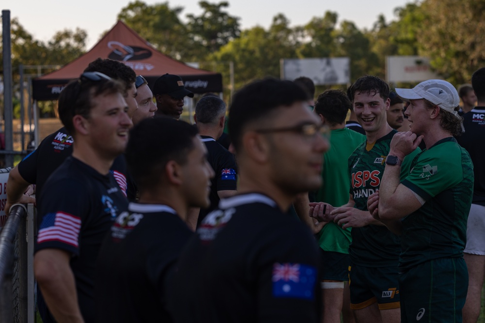 MRF-D 24.3 Marines meet Australia's National men’s rugby team Australia Sevens, practice rugby skills