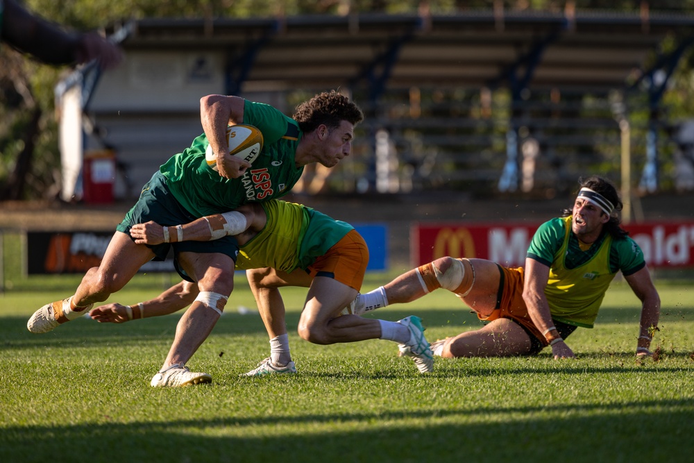 MRF-D 24.3 Marines meet Australia's National men’s rugby team Australia Sevens, practice rugby skills