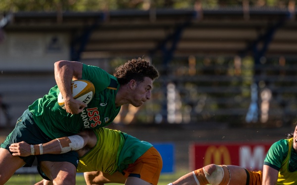 MRF-D 24.3 Marines meet Australia's National men’s rugby team Australia Sevens, practice rugby skills