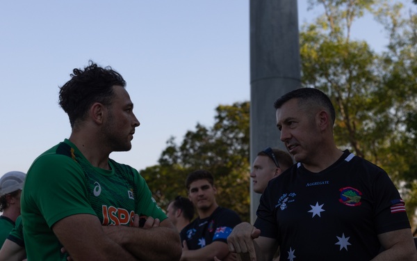 MRF-D 24.3 Marines meet Australia's National men’s rugby team Australia Sevens, practice rugby skills