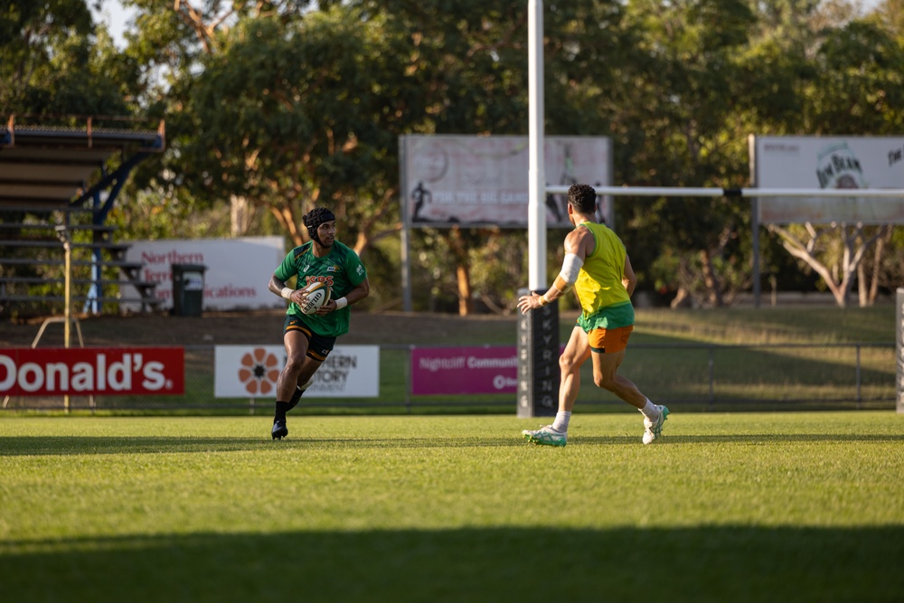 MRF-D 24.3 Marines meet Australia's National men’s rugby team Australia Sevens, practice rugby skills