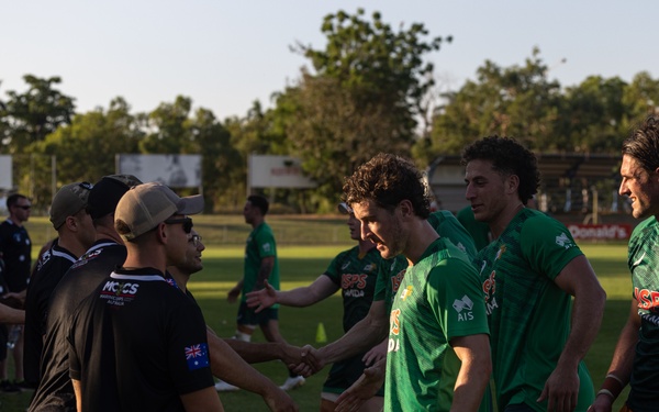 MRF-D 24.3 Marines meet Australia's National men’s rugby team Australia Sevens, practice rugby skills