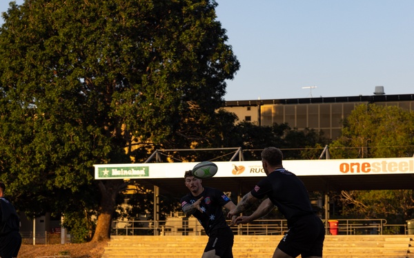 MRF-D 24.3 Marines meet Australia's National men’s rugby team Australia Sevens, practice rugby skills