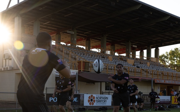 MRF-D 24.3 Marines meet Australia's National men’s rugby team Australia Sevens, practice rugby skills