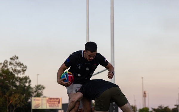 MRF-D 24.3 Marines meet Australia's National men’s rugby team Australia Sevens, practice rugby skills