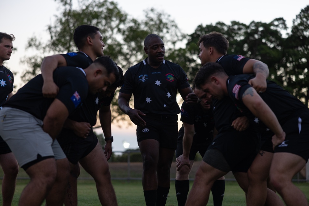 MRF-D 24.3 Marines meet Australia's National men’s rugby team Australia Sevens, practice rugby skills
