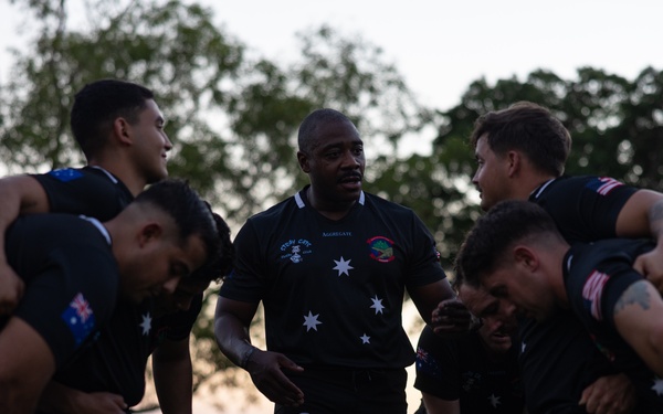 MRF-D 24.3 Marines meet Australia's National men’s rugby team Australia Sevens, practice rugby skills