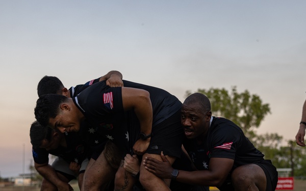 MRF-D 24.3 Marines meet Australia's National men’s rugby team Australia Sevens, practice rugby skills