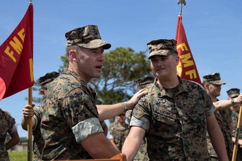 CO. Niedziocha holds formation to recognize Marines