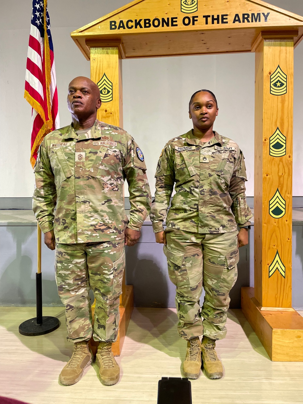 Top National Guard enlisted leader promotes deployed Georgia National Guard Soldier, niece