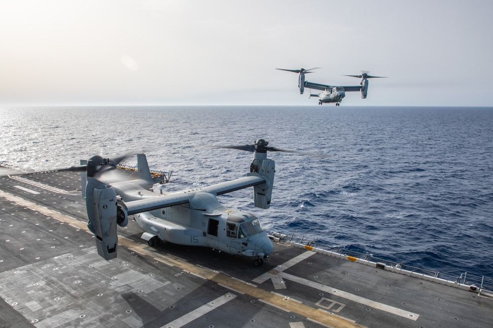 VMM-365 (REIN), 24th MEU (SOC) MV-22B Osprey Flight Operations on USS Wasp (LHD 1)