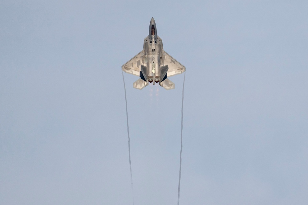 USAF F-22 Raptors and German Air Force PA-200 Tornados train at JBER