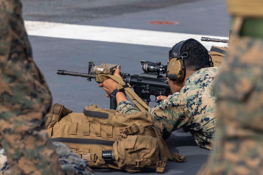 BLT 1/8, 24th MEU (SOC) Battlesight Zero Range Aboard USS Wasp (LHD 1)