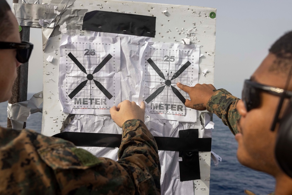 BLT 1/8, 24th MEU (SOC) Battlesight Zero Range Aboard USS Wasp (LHD 1)