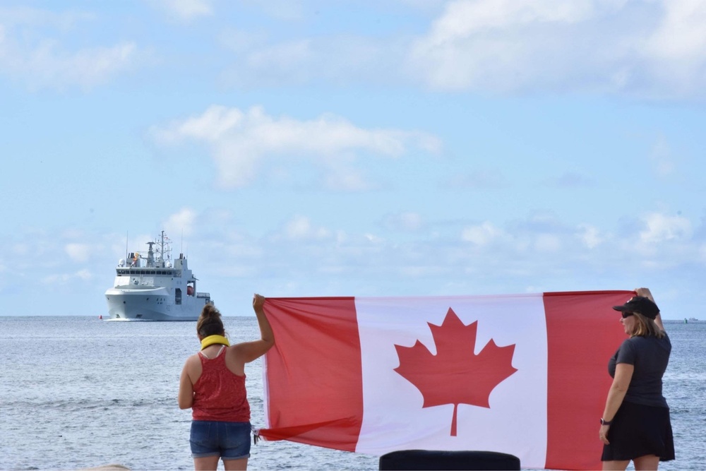 HMCS Max Bernays is welcomed to Joint Base Pearl Harbor-Hickam