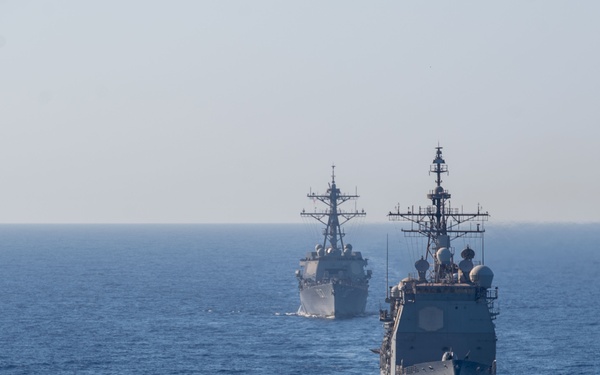 USS Dwight D. Eisenhower (CVN 69) Conducts PhotoX With USS Wasp