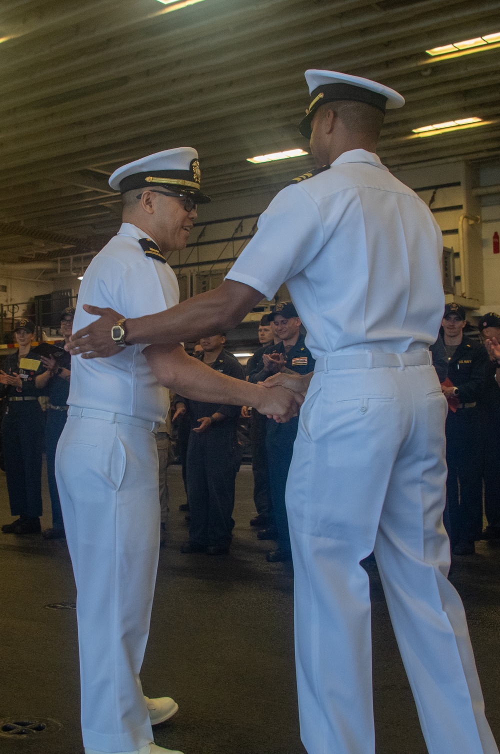 The USS America (LHA 6) hosts a promotion ceremony in Sasebo Bay