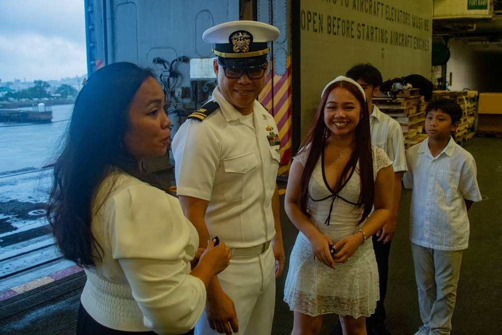 The USS America (LHA 6) hosts a promotion ceremony in Sasebo Bay